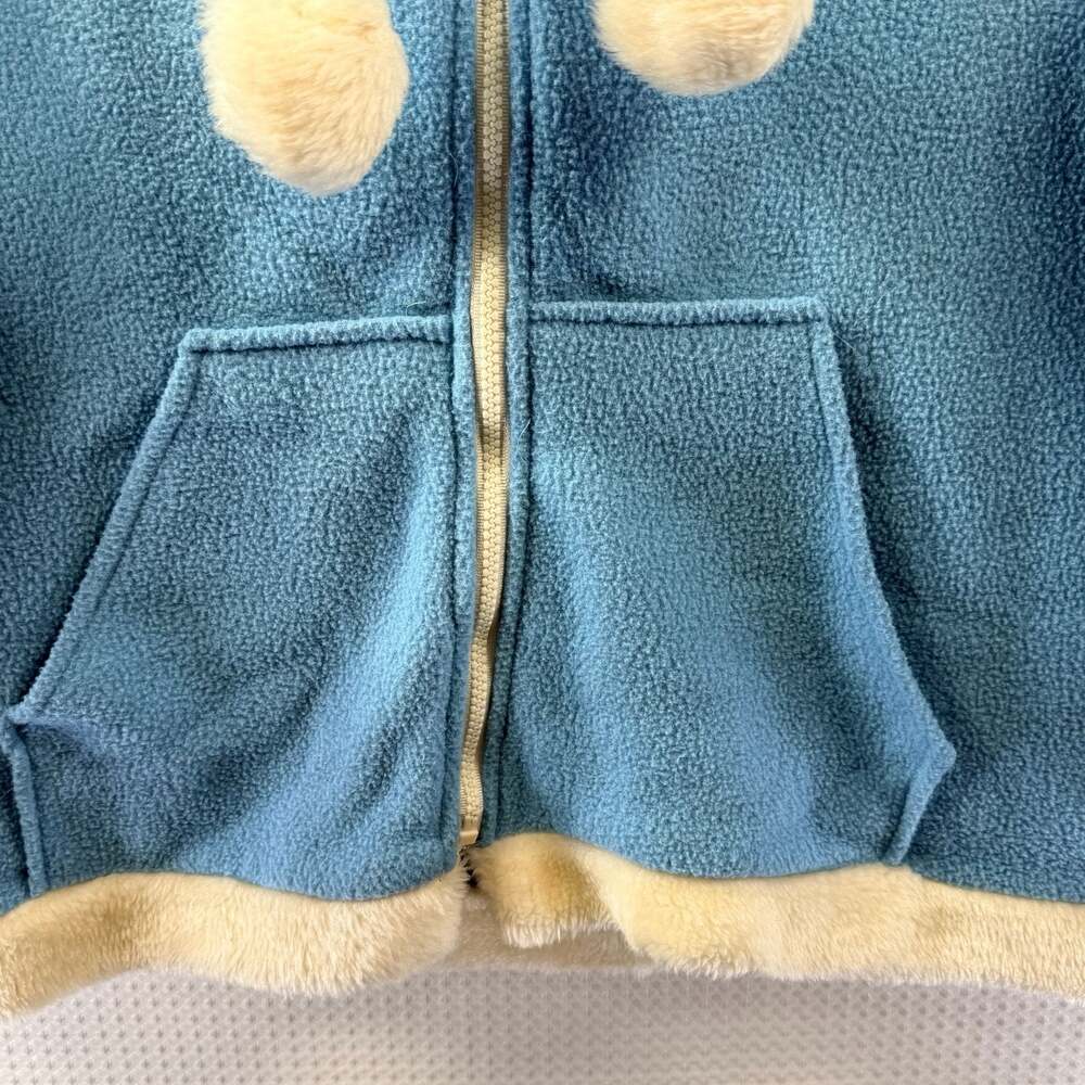Airport Women's Light Blue Fleece Full Zip Hoodie with Pom Poms (Large) - Picture 4 of 8